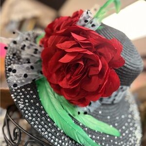 Elegant Red Floral Women's Hat